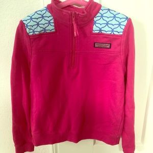 Vineyard Vines Kids Pink 3/4 zip Pullover